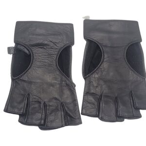 Portolano Black Leather Fingerless Gloves